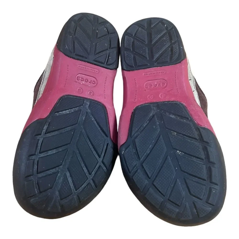 Crocs Size J 3 Kids Red Brown‎ Lined Shoes Grip Bottom